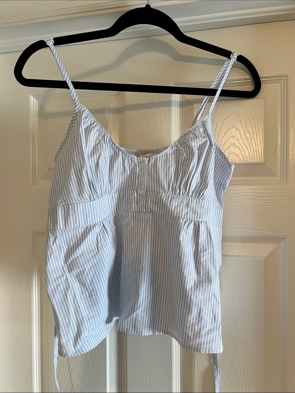 Thirty/Thirty Striped Light Blue & White Spaghetti Strap Tank Top